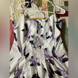 Banana Republic White & Purple Floral Magnolia Midi Dress